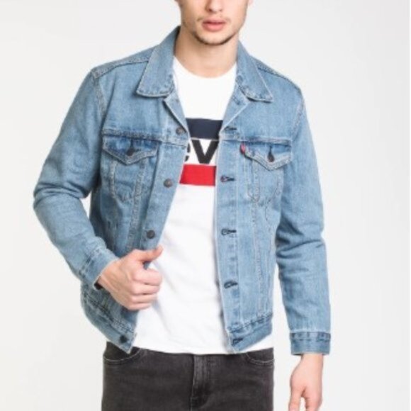 Levi's The Trucker Jacket Stonewash Denim Regular Fit Men's Size Small NWT - Picture 1 of 17